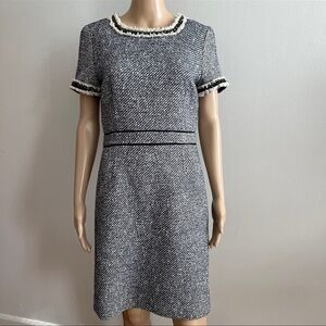 Tory Burch Embellished Fringe Rosemary Tweed Dress Size 6